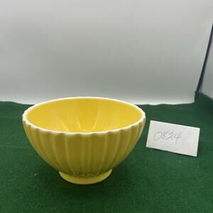 Yellow W/White Rim Pottery Bowl Cereal/Salad Made in Portugal 5 1/2”x 3”